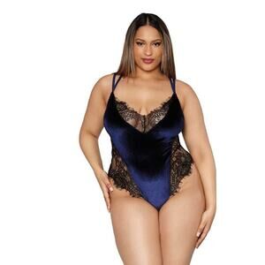 🦋B2G1🦋DREAMGIRL Stretch Velvet Teddy with Eyelash Lace Details | 3XL |